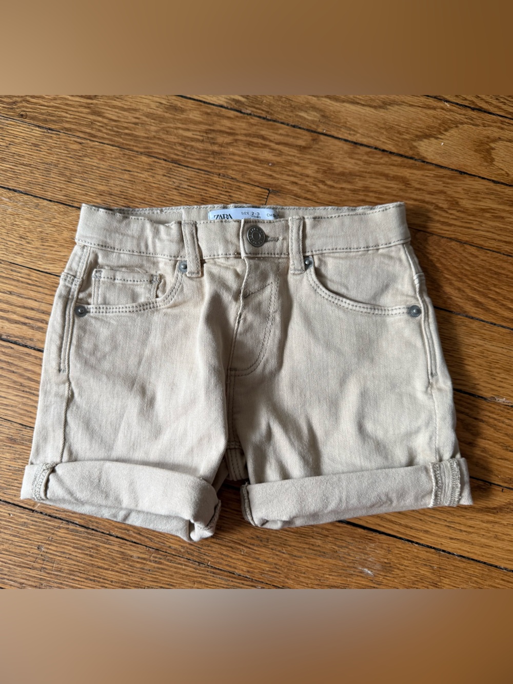 Zara Kids Khaki Roll-Cuff Shorts - Size 2 / 3